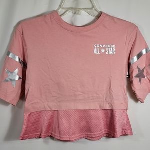 Converse pink top with silver star   girls S  #897